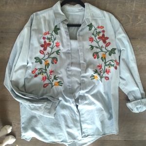Light blue long sleeve embroidered shirt